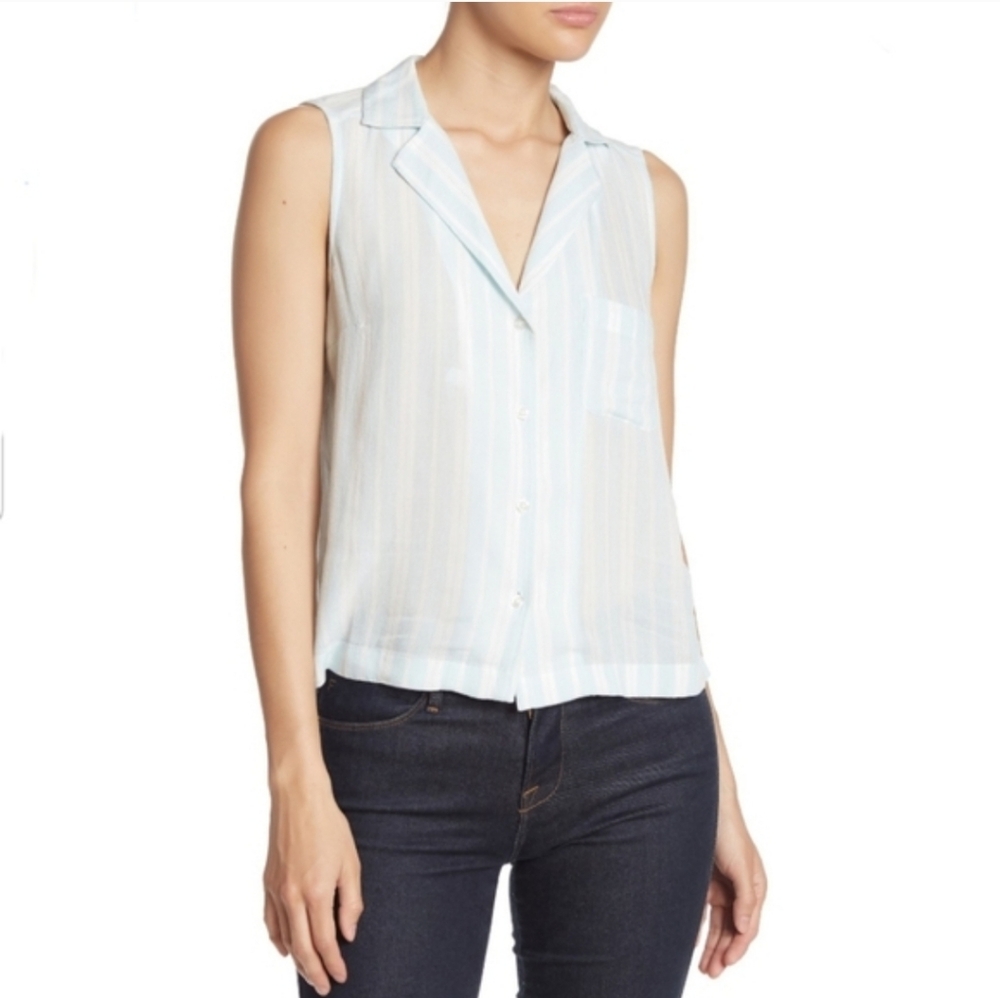 Abound Blue Leona Striped Front Camp Shirt